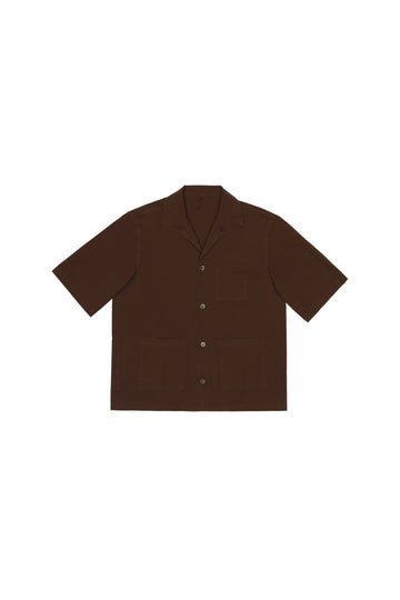 Camicia camp in lino marrone - foto 1