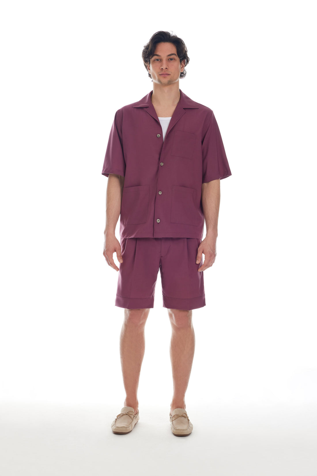 Camicia camp manica corta bordeaux - foto 2