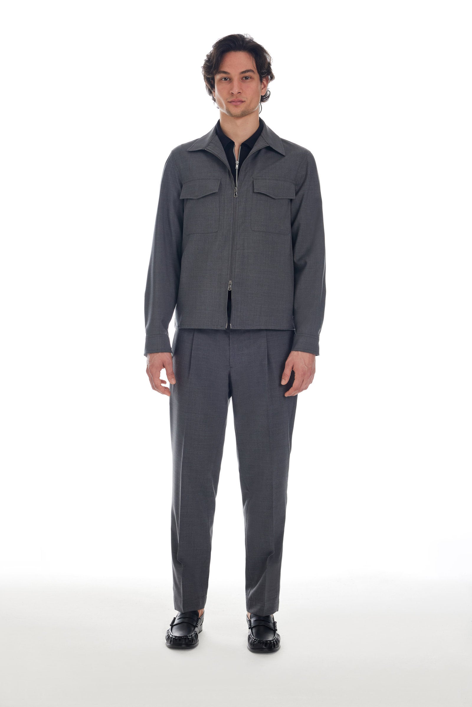 Giacca camicia con zip grigio - foto 2
