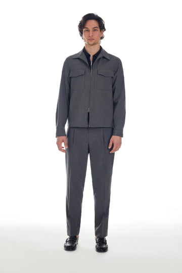 Giacca camicia con zip grigio - foto 2