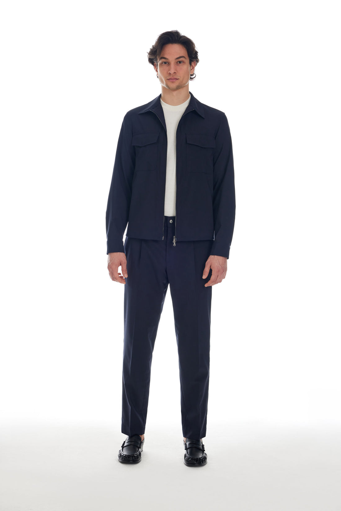 Pantalone classico in lana blu - foto 4
