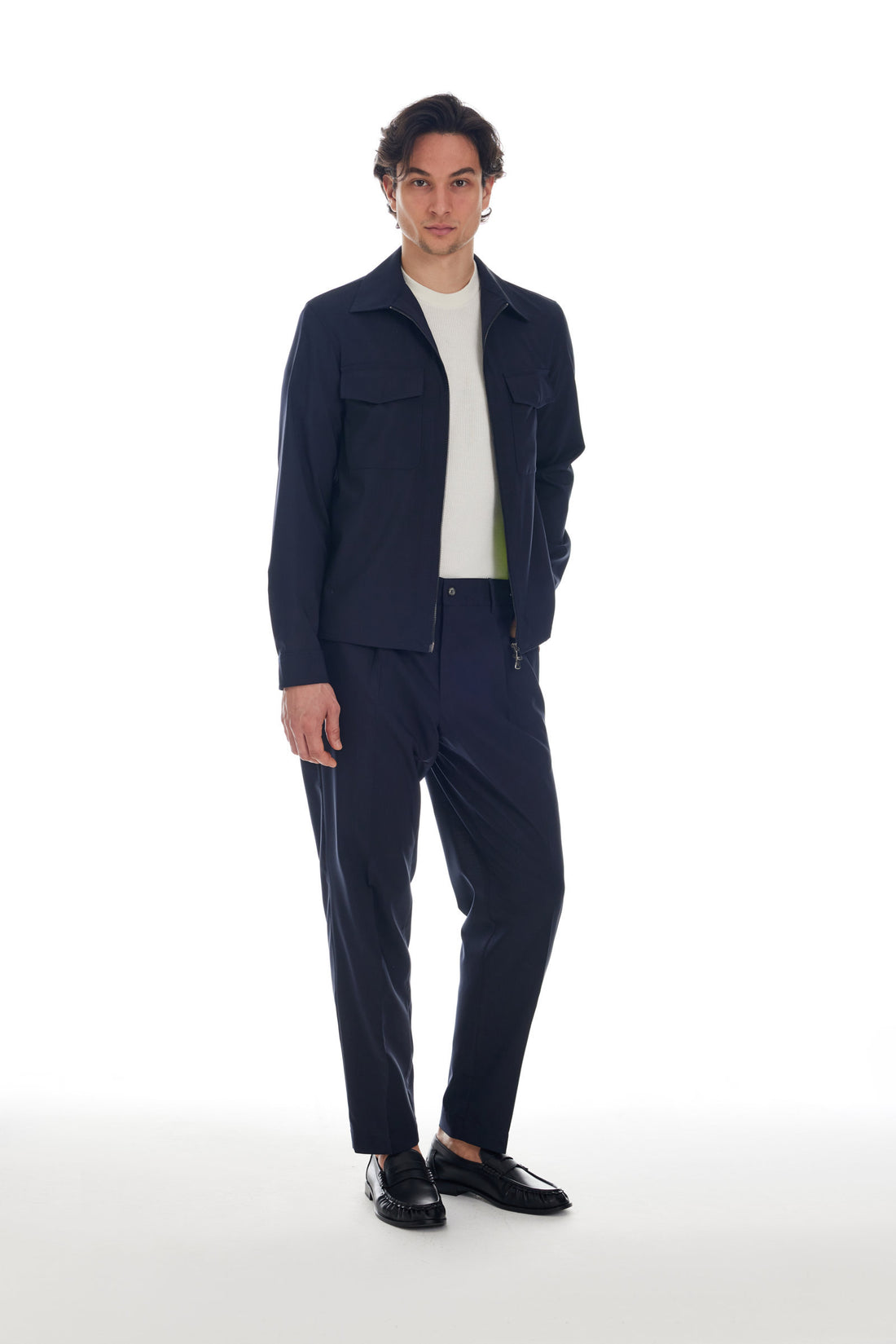 Pantalone classico in lana blu - foto 4